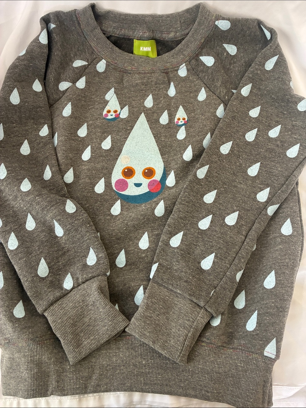 KMM Kids Gray Sweatshirt with Light Blue Raindrop Graphic